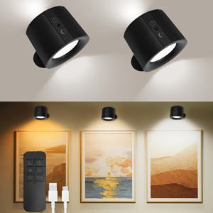 TEMU 2개 LED 벽 조명, 조절 가능한 터치, 360° 회전하는 자석 공, USB 충전식 다기능 독서 조명, 3색 스위치, 3단계 조절, 벽걸이 또는 책상, 폴리시드 표면, 거실, 침실, 복도, 리튬 배터리 충전, 적외선 센서, ABS 플라스틱, 원격 제어 및 전원 코드 포함, 램프 쉘 재질: 플라스틱