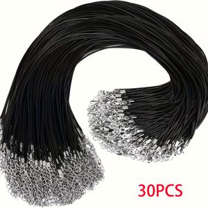 TEMU 30팩 18인치 목걸이 끈 클라스프 포함, 펜던트용 블랙 왁스 코드 1.5mm DIY 주얼리 만들기 재료 도매