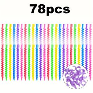 TEMU 52/78개 롱 헤어 스파이럴 컬링 로드, 이온 퍼머 헤어 도구, DIY 헤어 디자인 컬링 로드, 랜덤 색상, 자연스러운 머리용 스파이럴 펌 로드, 미용실 살롱 헤어 퍼머 도구