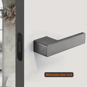 TEMU 현대적인 브러시드 메탈/알루미늄 문 손잡이 - 나무문용 자석 무음 잠금장치, 3.8-5.0cm 두께에 적합, 숨겨진 열쇠 입구, 배터리 필요 없음, 침실 및 홈 인테리어용 쉬운 설치, 슬림한 도어 핸들, 내구성 있는 도어 락|방문손잡이