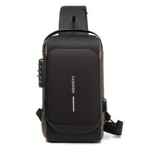 TEMU 남성용 도난 방지 비밀번호 잠금 가슴 파우치 - 튼튼한 옥스포드 원단, 조절 가능한 스트랩, 지퍼 잠금 및 안전 잠금 시스템, 원숄더 크로스바디 백팩 ( 스포츠, 야외 러닝, 일상 통근용) - 내구성이 뛰어나고 스타일리시한 디자인, 슬링백, 남성용 가슴 파우치, 숄더백, 가슴가방, 가방, 보조가방, 카세트백