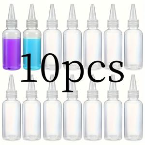 TEMU 10개, 60ml 압착 병, 뾰족한 입, 접착제 플라스틱 병, 색소 포장에 적합, 에센셜 오일 빈 병, 페인트 병