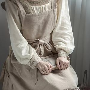 TEMU 1개 빈티지 앞치마 - 레이스 트림 베이지, 여성용 우아한 주방 요리 앞치마, 쉬운 세탁 폴리에스터, 베이킹 및 일상 사용 가능 - 클래식 레트로 홈 셰프 의류