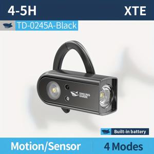 TEMU 스마일링 샤 360° 회전 헤드라이트 TD0245, LED 귀걸이 조명, 4가지 모드, Type-C 충전식 장거리 조명, 모션 센서 기능 및 자석 디자인, 야간 사이클링, 낚시, 캠핑 및 수리 작업에 적합합니다.