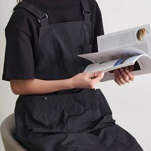 TEMU 조절 가능한 어깨끈이 있는 새로운 스타일의 작업용 앞치마, 모든 체형에 적합한 넥타이 기능, 쉬운 보관을 위한 세 개의 큰 포켓 장착, 사무실 사용, 카페, 바, 주방, 슈퍼마켓, 꽃집에 이상적|테무쇼핑