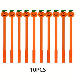 TEMU 10개 할로윈 젤 펜 - 귀여운 호박 & 해골 디자인, 0.5mm 미세한 팁 블랙 잉크, 호박 머리 펜, 파티 선물, 학교 & 사무용품, 할로윈 용품에 완벽함