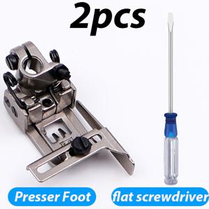 TEMU 커버스티치 프레서 풋, 조절 가능한 오른쪽 가이드, 이중 레이어 헴밍 부착물, 최대 5.6mm 스티치 길이, 헤비듀티 강철 및 마그네틱 플랫헤드 드라이버, 의류 제작용, 재봉틀 액세서리, 내구성 있는 구조, 강화된 가이드, 철제 구조, 헴밍 장치, 재봉 애호가 및 전문 재단사용