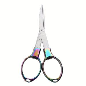 TEMU 1개 스테인리스 스틸 접이식 가위, 아연 합금 손잡이, 코팅, 인체공학적 디자인 - 휴대용 여행용 안경 도구 & 컴팩트한 실용적인 야외 액세서리, 클리핑 및 커팅용