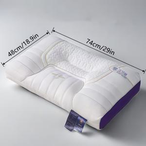 TEMU 1개 제로 프레셔 깊은 수면 목 베개 - 4단계 인체공학적 경추 베개, 굽은 엉덩이 방지 디자인, 옆으로/등으로/복부로 자는 사람을 위한 부드럽고 견고한 지지력, 붕괴되지 않는 코어, 8시간 편안함, 손세탁 가능, 가정용 및 여행용으로 적합
