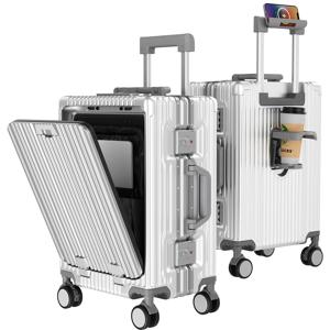 TEMU [알루미늄 프레임+TSA락] 앞면 오픈 수납 캐리어 기내용 경량화 저소음 바퀴 20인치 24인치 28인치 중대형 여행용가방 [3년AS]