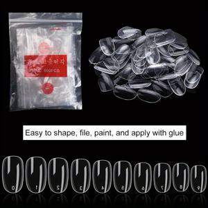 TEMU 600Pcs 짧은 둥근 머리 손톱 지우기 전체 커버 아크릴 손톱 비 추적 타원형 네일 팁 네일 살롱 및 집에서 DIY 네일 아트를위한 가방과 10 크기|네일팁