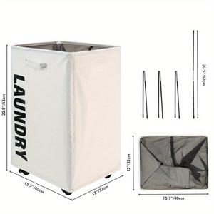 TEMU 손잡이가 달린 휠이 있는 전문가용 대형 롤링 세탁 바구니 1개, 접을 수 있는 세탁함퍼, 접이식 세탁 분류 및 정리함, 키 큰 보관 바스켓