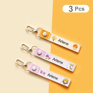 TEMU 3개 세트 개인화된 어린이 이름 배지 스트랩 - 재미있는 만화 디자인의 내구성 있는 PVC, 백팩, 어린이집, 물병용 컬러풀 랜야드, 물병 라벨 | 재미있는 디자인 | 생동감 있는 색상 옵션