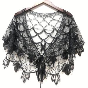 TEMU 1920년대 쉬어 레이스 플래퍼 숄 우아한 빈티지 반짝거리는 페르시 스팽글 케이프 보호 이브닝 여성 드레스 겉옷 숄