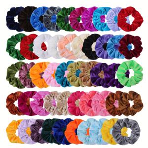 TEMU /65/80가지 색상의 새로운 유럽 및 미국 스타일 벨벳 헤어 타이, 높은 탄성으로, 선물 가방에 담겨 일상적으로 착용하고 선물로 주는 패키지입니다.