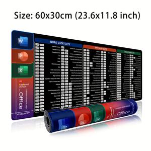 TEMU EXCOVIP 고무 마우스 패드, 직사각형 모양, 사무실, 가정, 학생 공부용으로 적합한 미끄럼 방지 책상 매트, 키보드 단축키 디자인, 사무실 워드 엑셀 PPT에 이상적, 내구성과 청소가 용이함