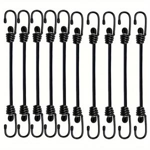 TEMU 6개 또는 12개 강력한 번지 코드 후크 포함 - 모든 날씨에 견디는 야외용 밴지 스트랩, 캠핑, 자전거 랙, 짐, 방수포, 텐트 고정용 - 무게 있는 물건 안전 고정, 내구성 강화 디자인, 트럭 소유자 및 건설 작업자를 위한 튼튼한 구조, 짐 묶음 스트랩