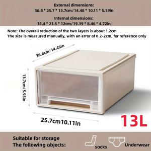 TEMU 방수 플라스틱 서랍 보관 상자 - 뚜껑이 있는 투명 신발 정리함, 가정용 의류 정리용 쌓을 수 있는 옷장 용기, 5L/13L/18L 용량
