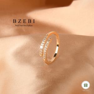 TEMU BZEBI 여성용 큐빅 합성 지르코니아 반지 - AAAAA 등급 CZ 스톤 크로스오버 조절 가능, 저자극 결혼/기념일/생일 선물, 민감한 연한 베이지색 우아한 주얼리 (발렌타인데이/어머니날)