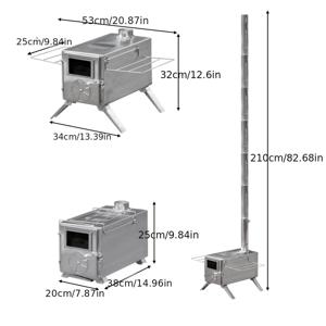TEMU 스팀이 나가는 스토브와 손套, 휴대용 야외 화덕, 3000인치³ 화덕, 7개의 스토브가 포함되어 있습니다. 사냥, 요리, 바베큐, 물 냄비, 뒷마당 바베큐, 파티 그릴을 위한 스토브입니다.|텐트