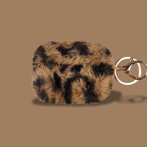 TEMU 브라운 프린트 플러시 이어버드 케이스 - 에어팟 2/3/4/Pro/Pro2/Pro3용 부드러운 폴리에스터 보호 커버, 가볍고 내구성 좋음, 스타일리시한 디자인, 이어버드 보호, 재미있는 디자인, 부드러운 질감