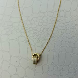 TEMU 럭셔리 18K 골드 도금 구리 더블 루프 펜던트 목걸이 여성용, 합성 큐빅 지르코니아 장식된 우아한 패션 주얼리, 데일리 웨어, 웨딩, 크리스마스, 봄 컬렉션에 완벽