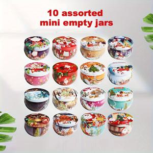 TEMU 크리스마스 테마 캔들 빈 항아리 10개, 2.2oz 캔들 틴 박스, 캔들 만들기용 캔들 항아리, 크리스마스 장식, 파티 용품, 캔디 항아리
