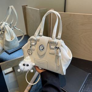 TEMU 고급, 신선하고 다용도의 핸드백, 슈퍼 외국의 스타일 크로스바디 백, 여성용 새로운 트렌디한 니치 디자인, 핸드백, 텍스처가 있는 어깨 백, 외출, 휴대용 백, 제로 지갑, 단색, 메신저 백, 기회, 버클 클로저, 폴리에스터 안감, 엣지 페인트, 화이트 및 블루 컬러, 핑크 및 블랙 컬러, 세탁하지 마세요. 작동 지침|크로스백|지갑|가죽가방