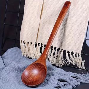 TEMU 일본 스타일 목재 숟가락 1개 - 수프, 커피, 조미료용 우아한 디자인 - 매끄러운 마감의 내구성 있는 주방 도구, 가정 및 레스토랑 사용에 완벽함