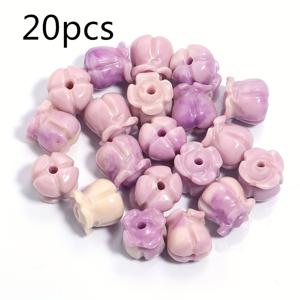 TEMU 20개 령사이 아크릴 꽃 비즈, 꽃 장식 비즈, 인조 산호 桔梗 모양, DIY 쥬얼리 만들기, 팔찌, 목걸이 및 공예품, 대학 테마