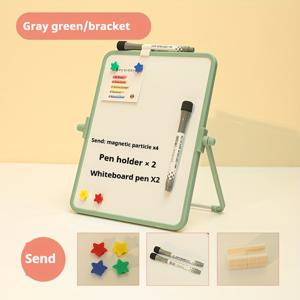 TEMU 1pc 양면 자석식 지우개 보드 스탠드, ABS 소재, 사무실 책상용 이동식 프레임 링크 화이트 보드, 교육용 스마트 드로잉 보드, 가정용 블랙보드 메시지 패드, 지울 수 있는 쓰기 표면.