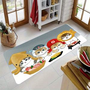 TEMU 두꺼운 1.1cm 주방 바닥 매트, 새끼 고양이 요리 패턴 미끄럼 방지 복도 발코니 폴리에스터 바닥 매트 두꺼워진 내마모성으로 주방 거실 현관 발코니 및 홈 데코레이션에 적합