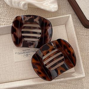 TEMU 2개 셋 오벌 헤어 클립 세트 - 여성을 위한 대형 플라스틱 앰버 프린트 기하학적 헤어핀, 롤빵 헤어스타일에 이상적, 미적 헤어 액세서리, 완벽한 데이 선물