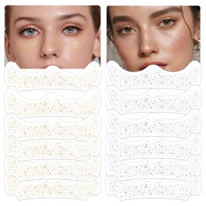 TEMU 크리스마스 선물 파티 메이크업 얼굴 글리터 패치에 적합한 골드와 실버 조합의 12개 덩굴얼굴 스티커