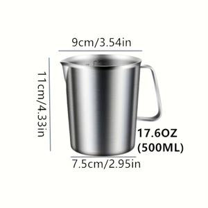 TEMU 304 스테인리스 스틸 측정 컵, 우유 거품기, 500/1000/1500/2000ML 용량 제공, 손잡이가 있는 스테인리스 스틸 측정 컵, 다기능 측정 컵, 눈금이 있는 커피 라떼 아트 우유 거품기, 베이킹 크림, 주방의 바리스타를 위한 필수 도구.