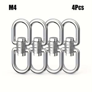 TEMU 듀얼 아이 회전, 304 스테인리스 스틸 아이-투-아이 회전 링 분해 링 커넥터 하드웨어 이중 끝 회전 후크, 스윙 트리용, 로딩 버클 및 해먹 링 M5 M6 M8 - 2개/4개, 나무 로프 후크, 액세서리, 세련된 하드웨어, 견고한 회전 링, 다목적 후크, 기어, 도시 배낭가