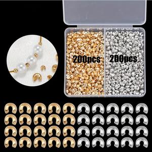 TEMU 400개 빈티지 합금 크레센 버클 세트, 더블 컴파트먼트 박스, DIY 보석 만들기용 4mm C형 크림프 엔드 비즈, 크리스마스 및 할로윈 테마, 전원 필요 없음