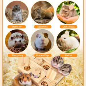 TEMU 포징 장난감, 6 in 1 햄스터 나무 상호 작용 풍부화 장난감, 작은 동물을 위한 간식 분배기 재밌는 장난감, 토끼, 토끼, 친칠라, 쥐 및 저빌을 위한