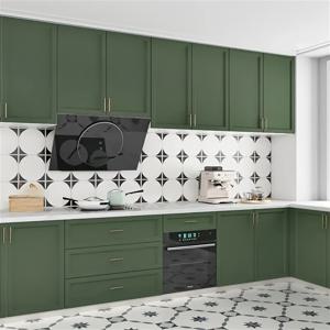 TEMU 말차 그린 두꺼운 자체 접착 벽지 - 무광 마감, 주방, 옷장 및 캐비닛 리모델링용 방습 접착지|시트지