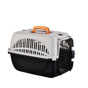 TEMU 공간 여행용 휴대용 애완동물 캐리어, PP 소재로 제작된 통기성 메쉬와 손잡이, 대조 색상 디자인, 철문 및 플라스틱문으로 제공, 안전과 안정성을 보장하는 두 가지 스타일(코너), 고양이와 개와 같은 작은 동물에게 적합하며, 수의사 방문에도 편리하며, 가정에서 보관하기 좋으며 외출에도 편리함