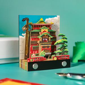 TEMU 1개 2025 3D 노트패드, 일본 클래식 건축물 디자인 (빨간 사우나와 푸른 나무), 수제 매직 아트, 메모지, 손으로 뜯어낸 예술적인 종이 조각품, 창의적인 선물 - 집/사무실/교실 장식용, 데스크탑 오너먼트, 봄, 생일, 크리스마스, 할로윈 장식, 가을 홈 데코, 수집가 피규어