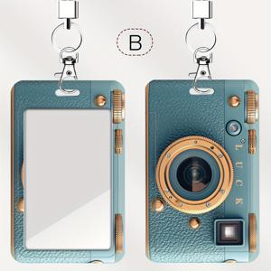 TEMU 카메라 모양의 신분증 홀더 | 플라스틱 카드 케이스와 끈 포함 | 의사, 간호사 및 학생을 위한 레트로 디자인 | 사무실과 캠퍼스에서 내구성 있는 사용