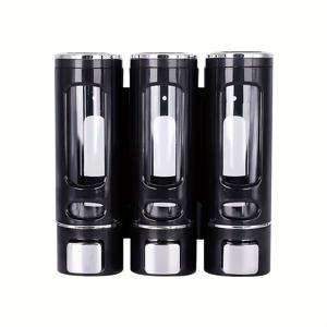 TEMU 큰 용량의 투명한 창문이 있는 비누 디스펜서 - 벽걸이형, 수동 압력, BPA 프리 플라스틱 - 주방, 욕실, 호텔, 기숙사, 가정용으로 사용할 수 있는 단일, 이중, 삼중 헤드 옵션으로 제공됨, 샤워 젤 및 샴푸 디스펜서, 욕실 액세서리