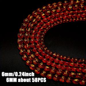 TEMU 자연석 비즈 레드 옐로우 프린트 패턴 장식 비즈. 커플 팔찌, DIY 목걸이 선물, 비즈 스트링 액세서리 만들기 위해 사용됩니다.