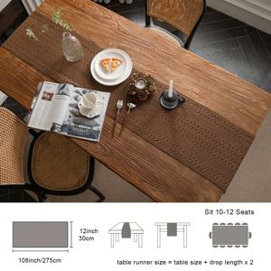 TEMU 휴일 식사, 가족 모임, 피크닉, 파티, 결혼식, 가정 거실 사용을 위한 직사각형 폴리에스터 식탁 러너 - 턱시계 트림이 있는 빈티지 러스티 솔리드 컬러 테이블 러너