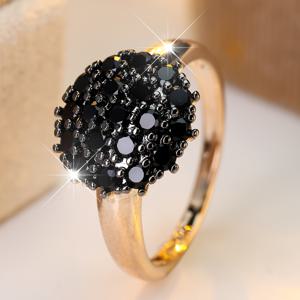 TEMU 우아한 블랙 스페리어 여성용 반지 - 힙합 럭셔리 스타일의 반짝이는 , 결혼식 및 파티용 KC 골드 도금, 어머니날 선물, 연중 다재다능한 주얼리
