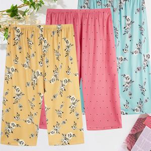 TEMU 3팩 여성용 플로랄 프린트 30% 파자마 팬츠 - 중간 신축성 기계 세탁 가능 라운지 슬립웨어, 탄력 있는 허리밴드, 노란색 & 핑크 & 민트 그린 사계절 편안함, 캐주얼 홈웨어, 캐주얼 스타일 파자마, 중간 신축성, 편안한 착용감