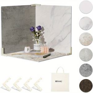 TEMU 5pcs 사진 배경 보드, 토트 백 포함, 16x16 인치 대리석 시멘트 나무 사진 배경 플랫 프롭스 디지털 제품, 보석 등 사진