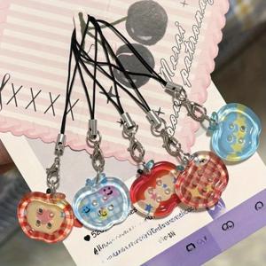 TEMU 귀여운 동물 버튼 폰 참 5개 세트 - 컬러풀 투명 미니 펜던트 케이스와 금속 링, 전화 키 이어폰 장식용 학교가방 액세서리|키링|키링부자재