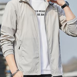 TEMU 남성용 경량 통기성 자외선 차단 재킷 - 빠른 건조 후드 긴팔 야외 코트, 동기부여 슬로건 프린트, 러닝 및 하이킹을 위한 레귤러 핏 캐주얼 여름 의류